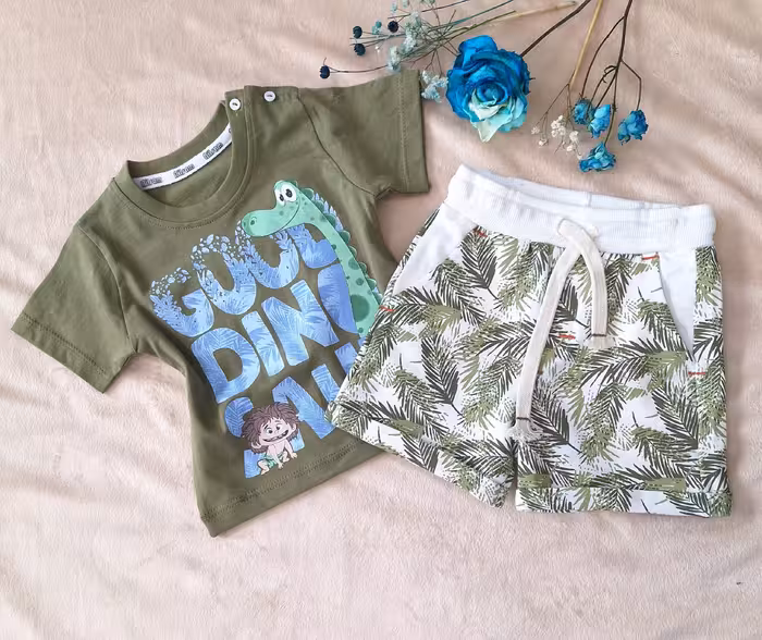 تیشرت شورت پسرانه طرح نخل