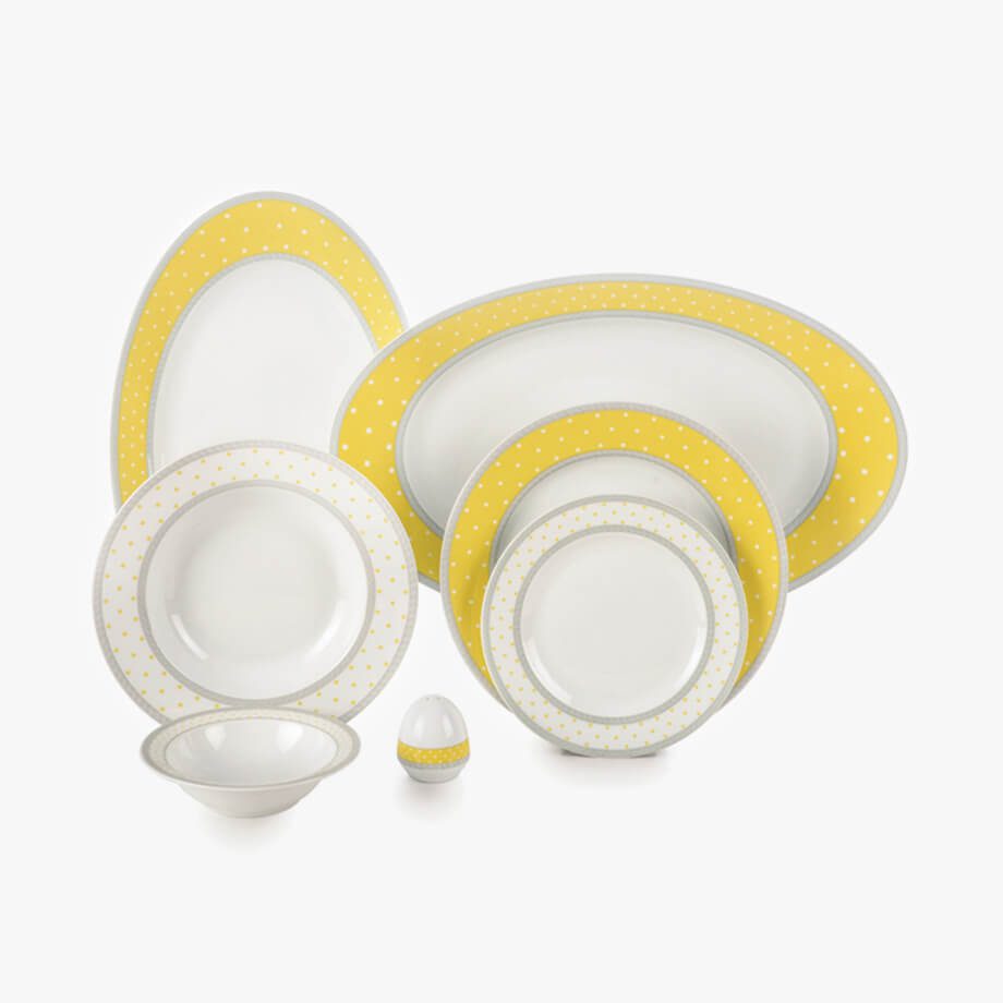 سرویس غذاخوری ایتالیا اف سویل زرد 28 پارچه چینی زرین