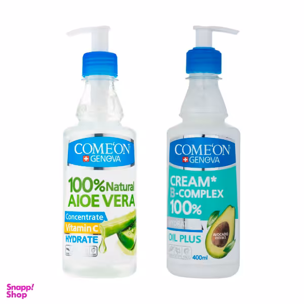 ژل آبرسان کامان مدل آلویه ورا حجم 400 میلی لیتر و کرم مرطوب کننده کامان مدل Oil pluse حجم 400 میلی لیتر