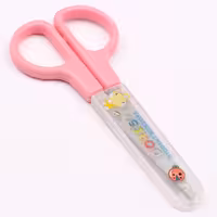 قیچی غلاف دار تیغه فلزی مناسب کاغذ ، مقوا و... در رنگ صورتی سبز آبی بنفش 