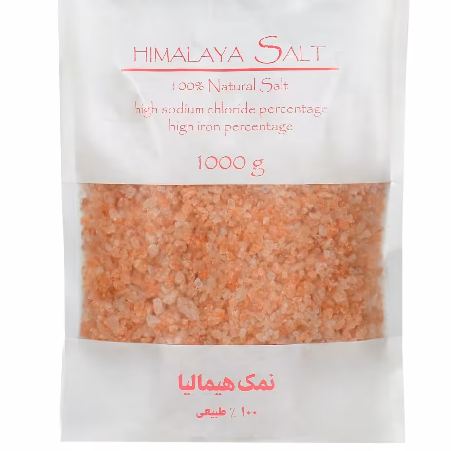 نمک صورتی 1000 گرمی دانه شکری در بسته بندی پاکتی