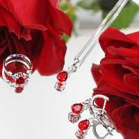 نیم ست نقره با سنگ قرمز دونه انار ظریف و شیک کد 3104