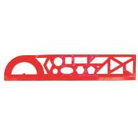 خط کش ژله ای شابلون دار فرمی نو رنگ قرمز طول 30cm