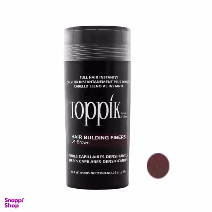 پودر پر پشت کننده مو تاپیک (Toppik) هیر فیلر کد 04 وزن 25 گرم رنگ قهوه ای