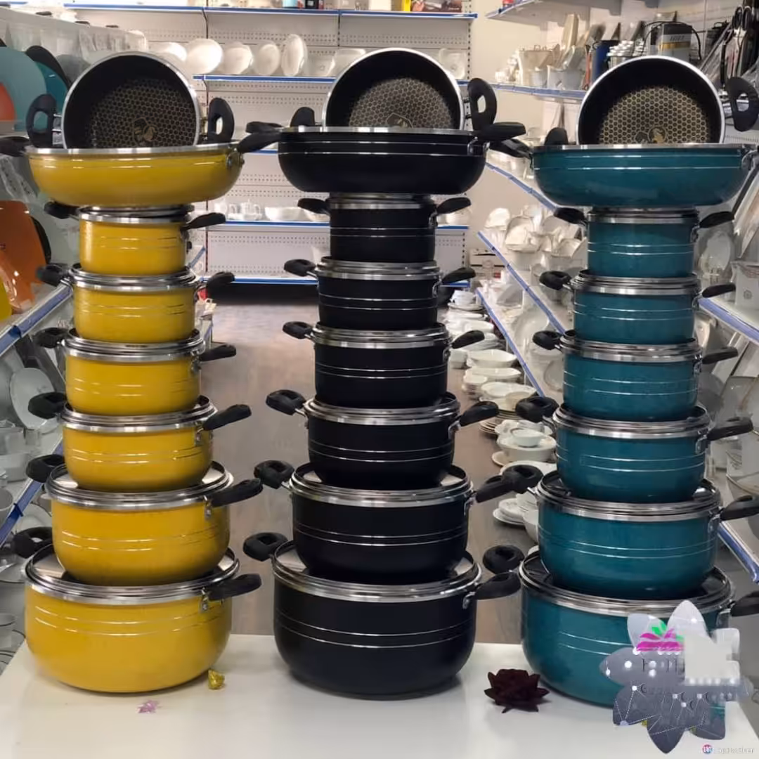 قابلمه 14 پارچه هلنا زنبوری ضخامت 2/5میل
طرح چدن لبه رینگی 