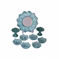 هفت سین سفالی آبی طرح گل کد  01