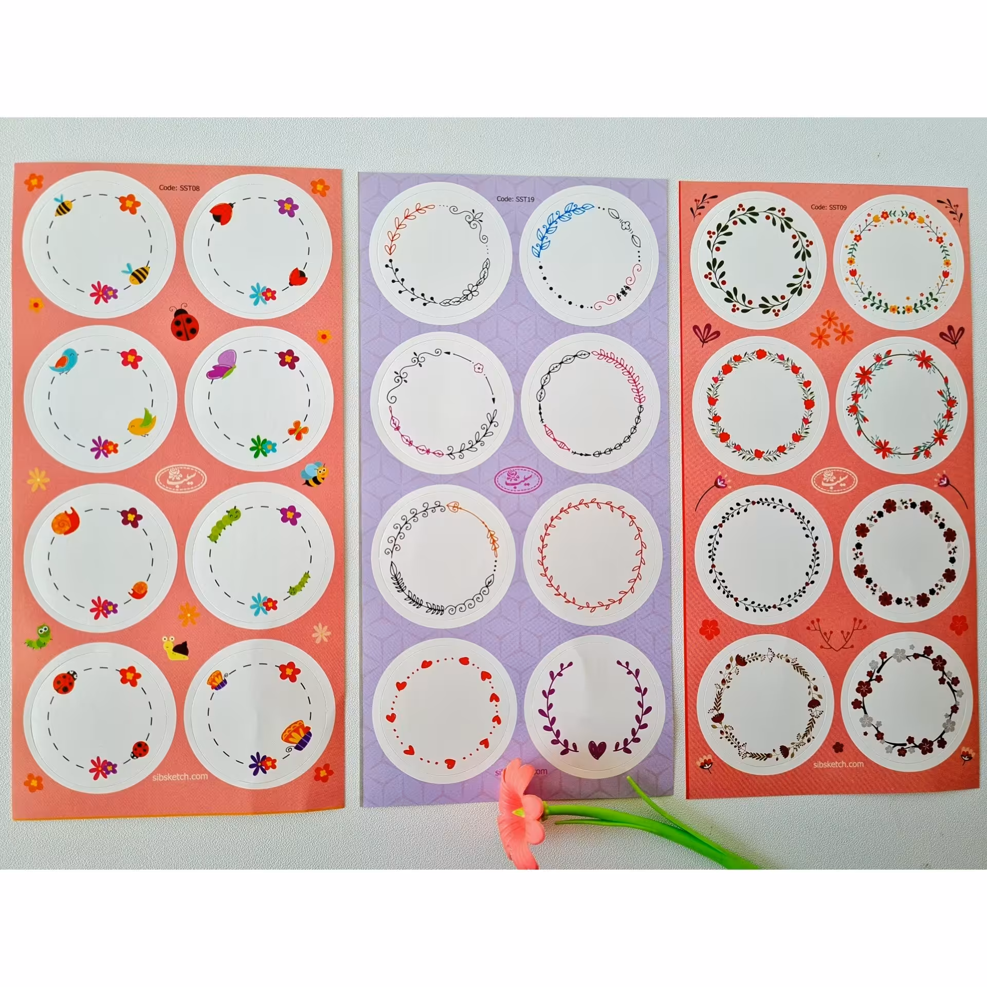 برچسب تک ورقی(8دایره )طرح متنوع