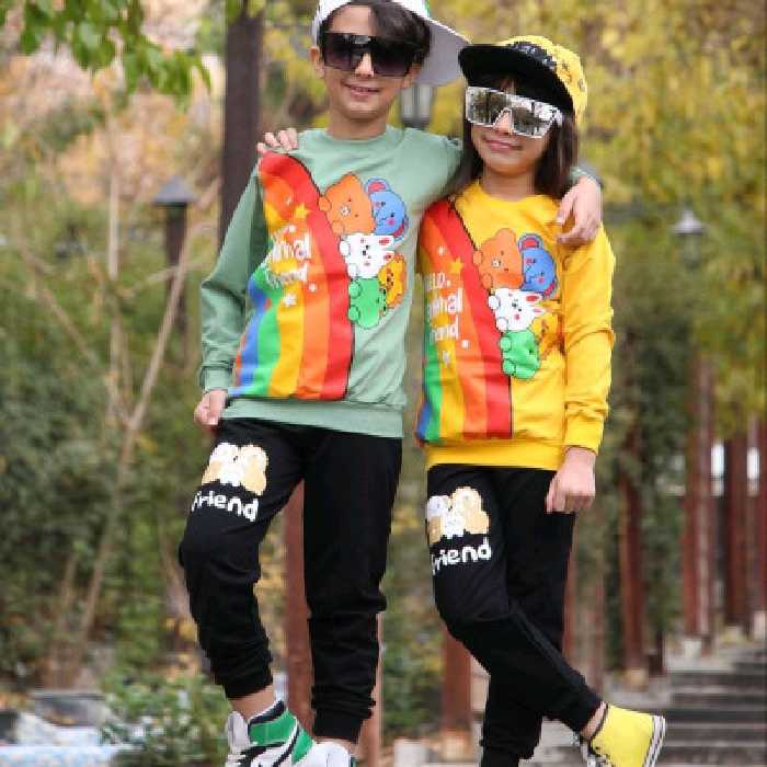 ست بلوز شلوار اسپرت طرح رنگین کمان