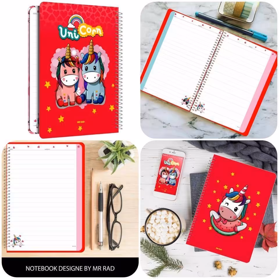 دفتر مشق حاشیه دار یونیکورنی 