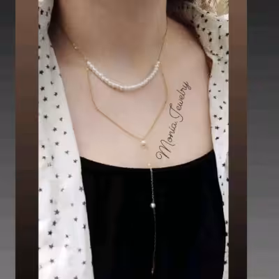 گردنبند مروارید دولاین استیل