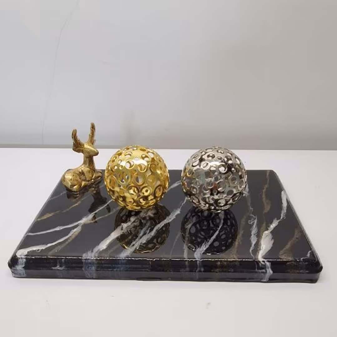 گوی فلزی دکوری لوکس نقره ای و طلایی تک عددی(گوی دکوری)