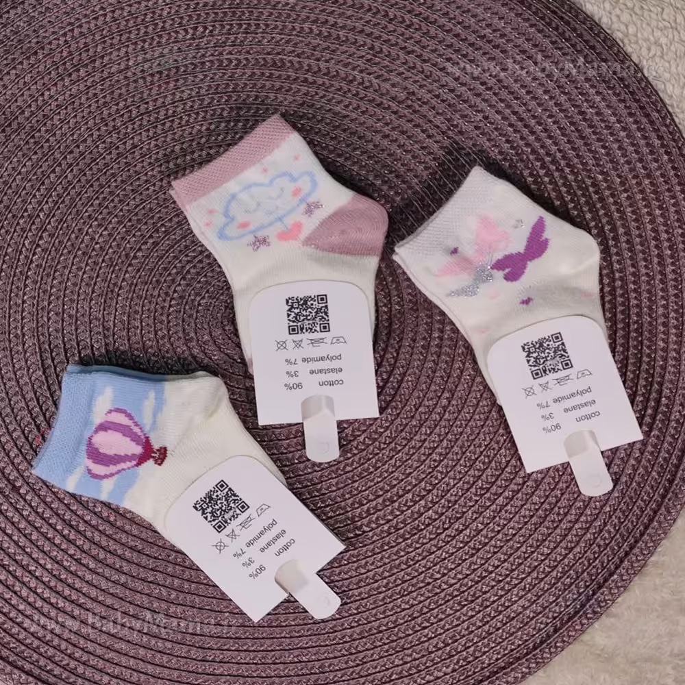 جوراب پنبه مدل پروانه و ابر