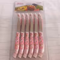 چاقو میوه خوری ماربلا 12 عددی طرح سرامیکی تیغه استیل دسته پلاستیک فشرده وارداتی برزیل کارد میوه خوری رنگ صورتی 