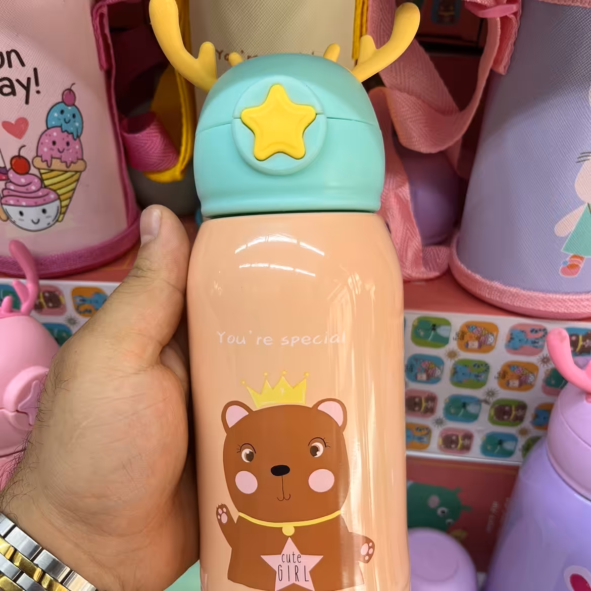 قمقه کودک رنگ سبز نیم لیتری