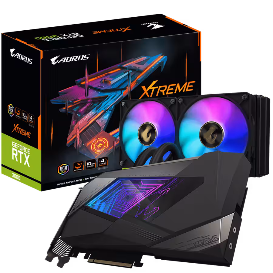 کارت گرافیک  گیگابایت مدل AORUS GeForce RTX™ 3080 XTREME WATERFORCE 10G حافظه 10 گیگابایت