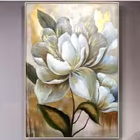 تابلو نقاشی مدرن  گل اجرا با ورقطلا روی بوم نقاشی زیبا و شیک گالری هنر خلاق 