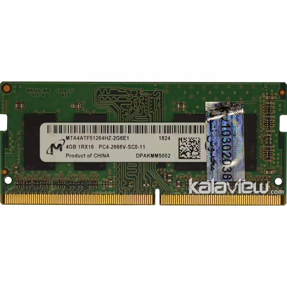 رم لپ تاپ میکرون 4GB مدل DDR4 باس 2666MHZ-21300 چین MTA4ATF51264HZ-2G6E1 تایمینگ CL19