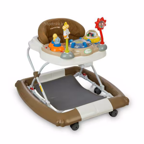 روروک کودک مامالاو جزیره موزیکال چراغدار  رنگ کرم -قهوه ای جدید سه کاره نی نی لای لای شو   mamalove baby walker cream