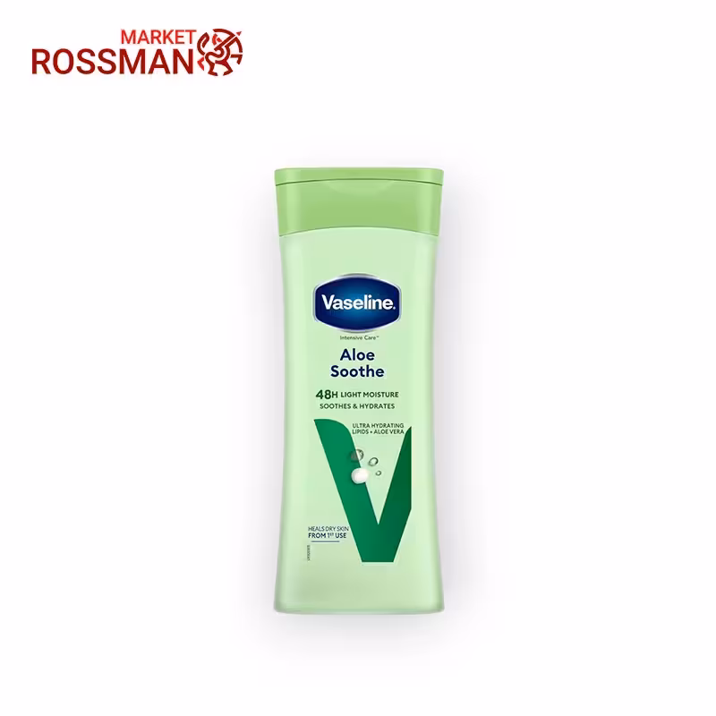 لوسیون بدن تسکین دهنده وازلین Vaseline مدل آلوئه ورا حجم 200 میلی لیتر