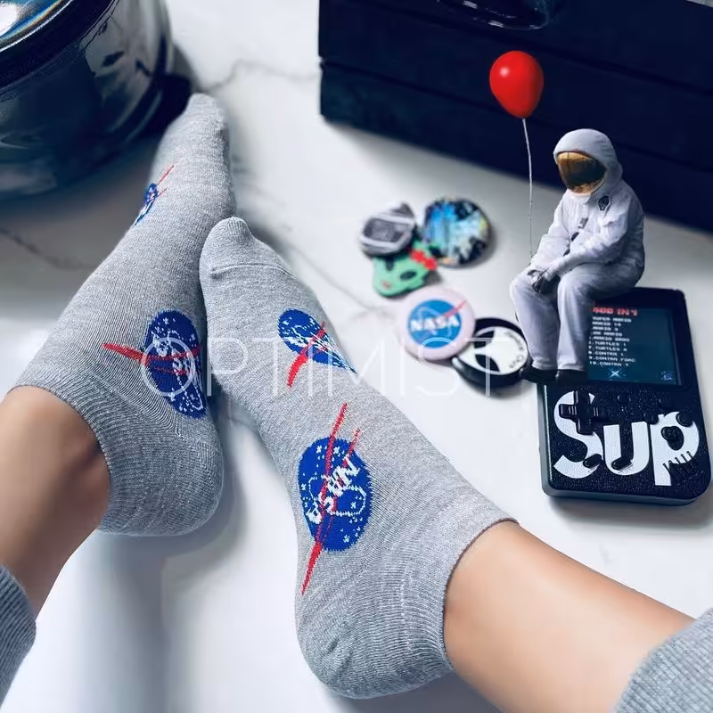 جوراب ناسا طوسی مچی نخ پنبه فری سایز