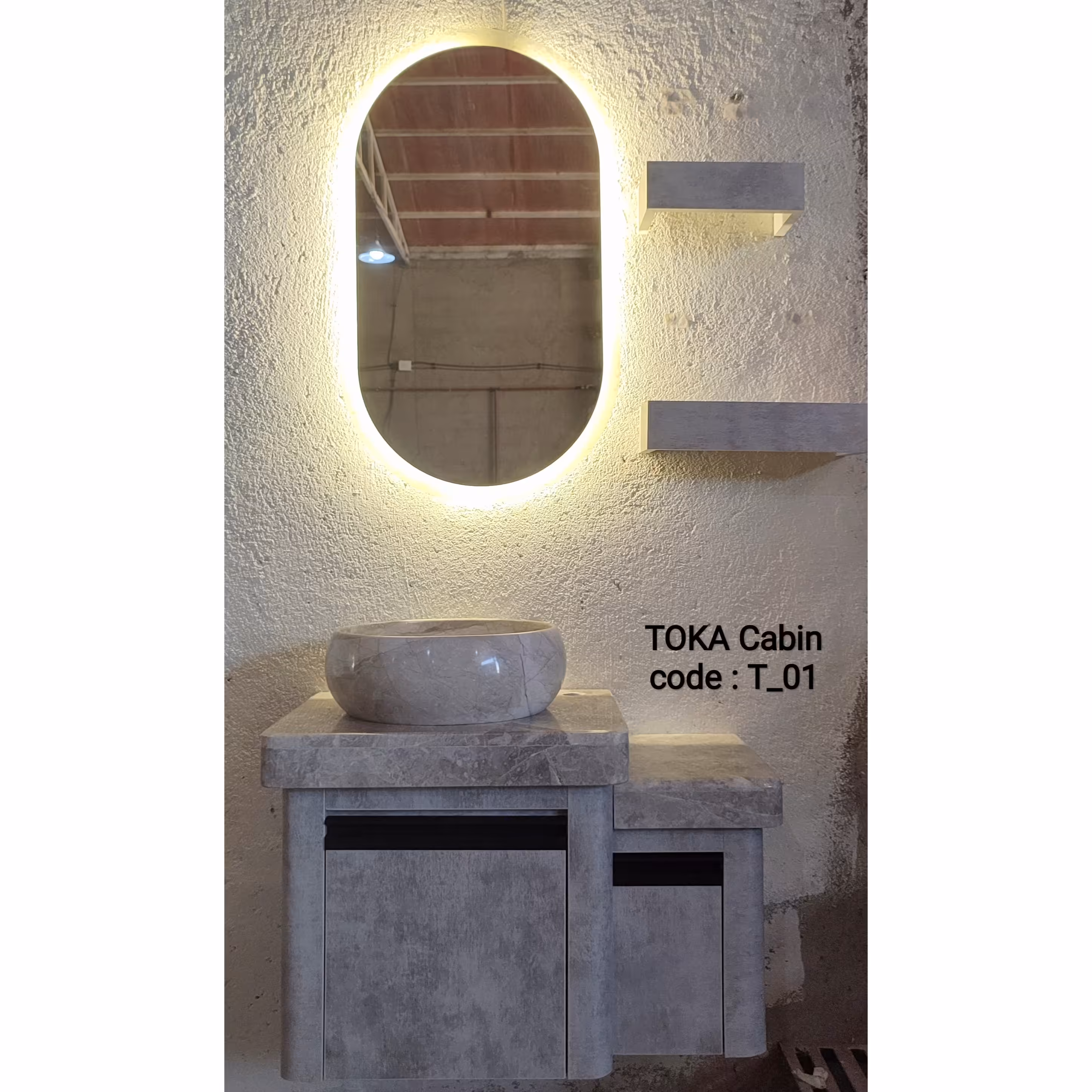 روشویی کابینتی مدل T-01  روکش پتینه طوسی