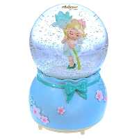 گوی فانتزی بزرگ موزیکال آبی طرح دختر و گل