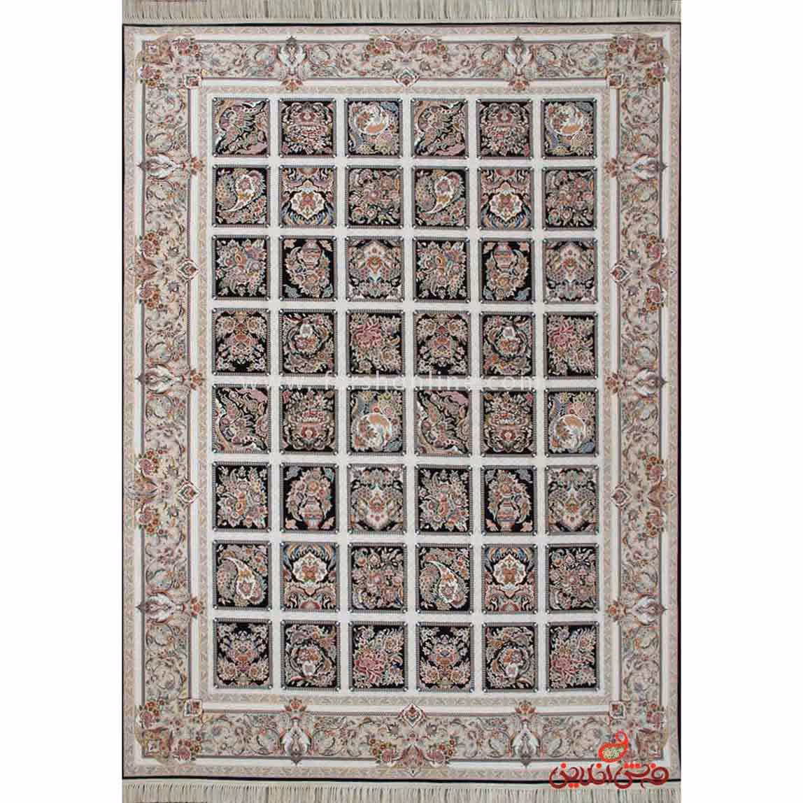 فرش ماشینی برلیان طرح مهرانه سرمه ای