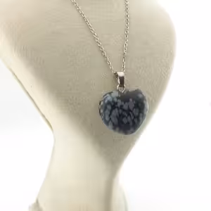 گردنبند ابسیدین لکه برفی قلبی کد ه410