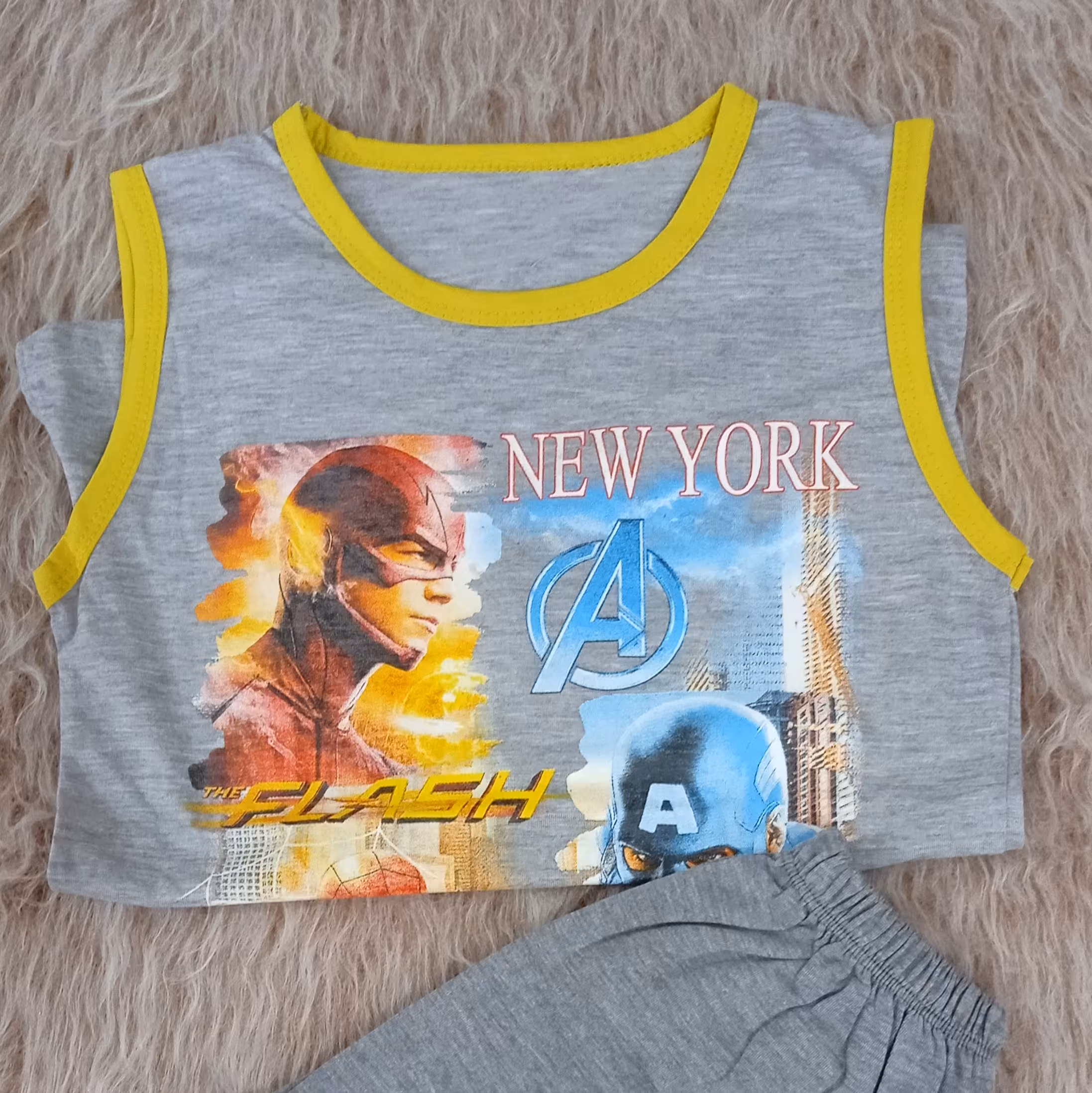 تاب شلوارک پسرانه رنگبندی نوار دور یقه و حلقه آستین سایزبندی 50 ،55