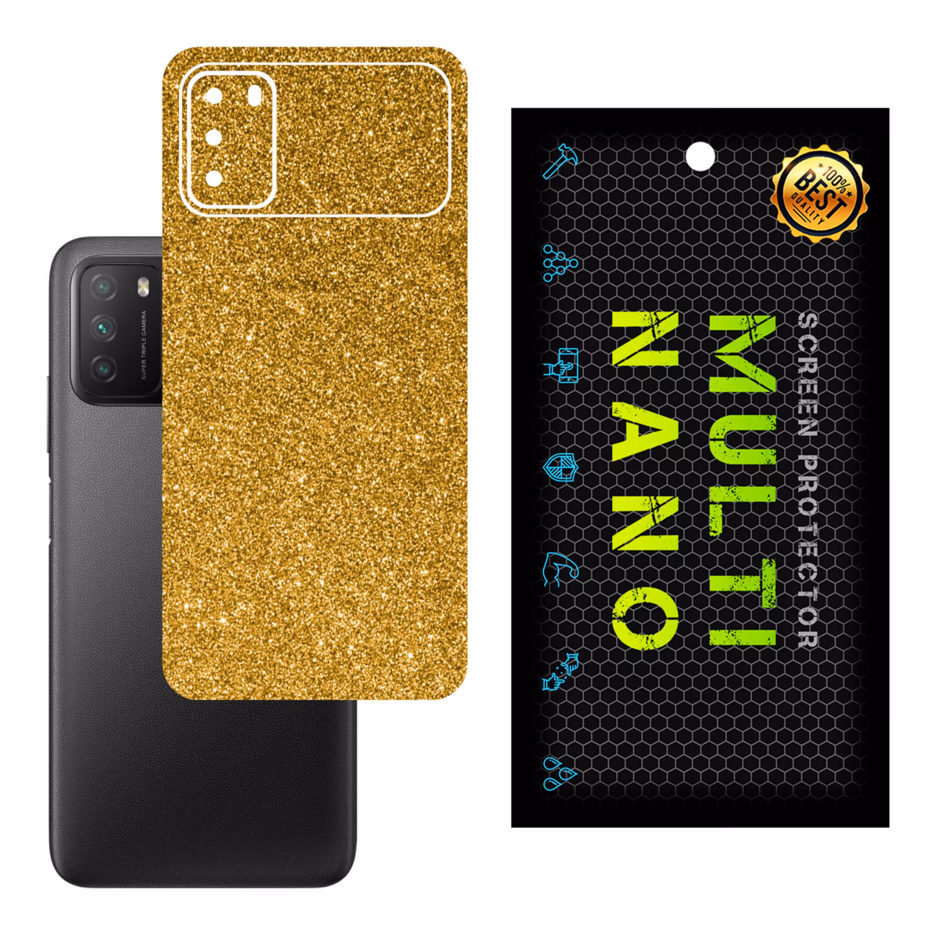 برچسب پوششی MultiNano مدل X-G1F-Gold برای پشت موبایل شیائومی Poco M3