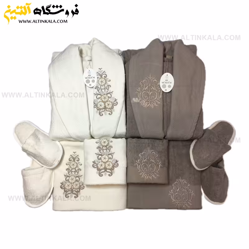 سرویس حوله عروس و داماد 10تکه گلدوزی سه بعدی برند MURDUM