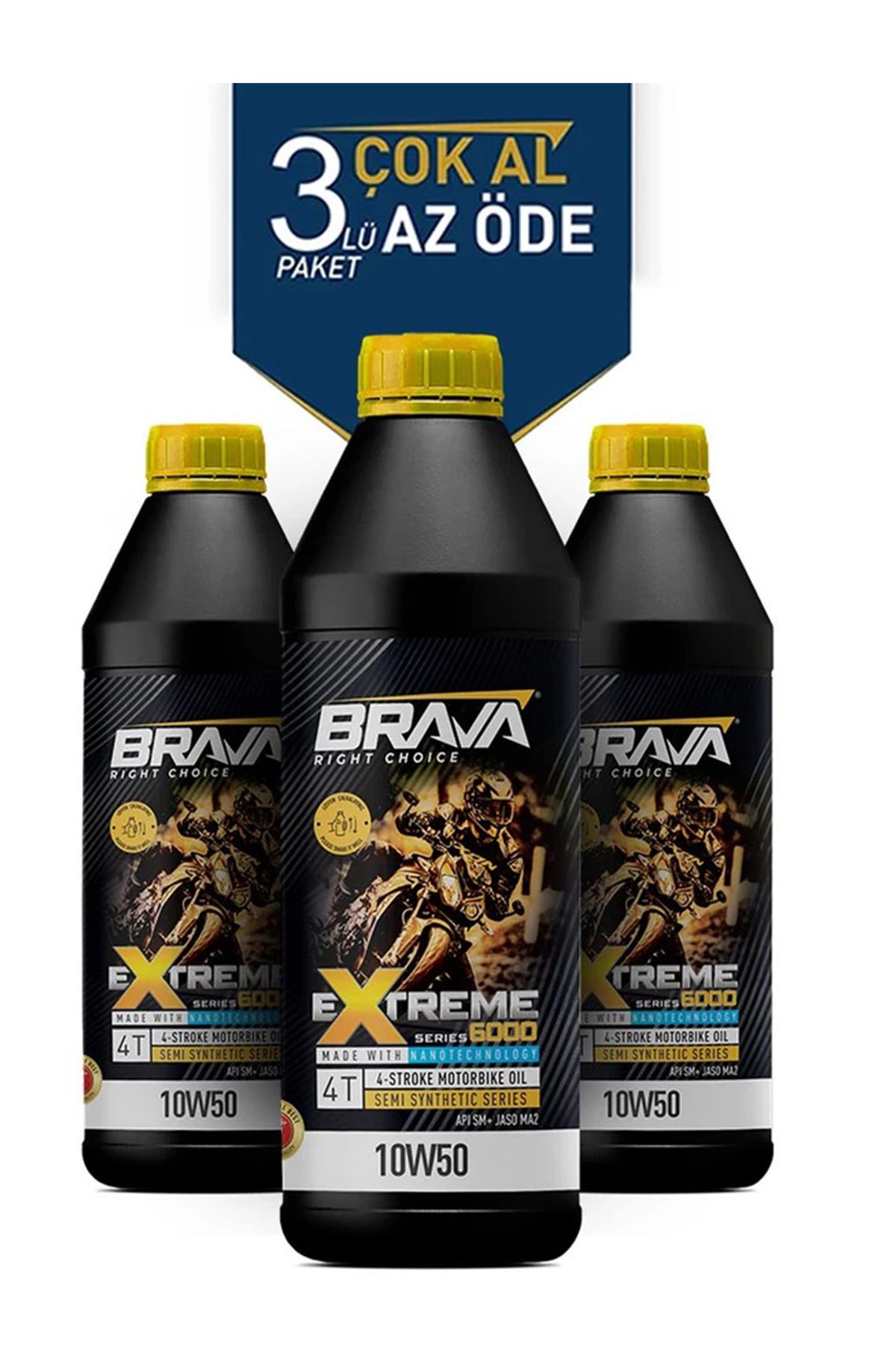روغن و مکمل موتور EXTREME 6000 4T 10W50 3X 1 LT Brava