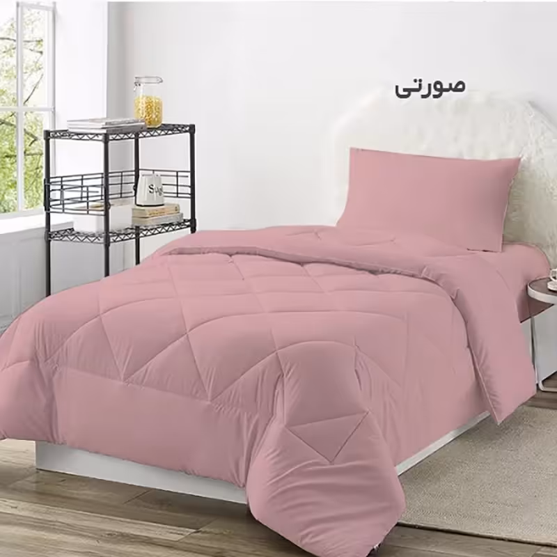سرویس روتختی چیداری مدل تک رنگ یک نفره سه تکه رنگ صورتی عرض 90