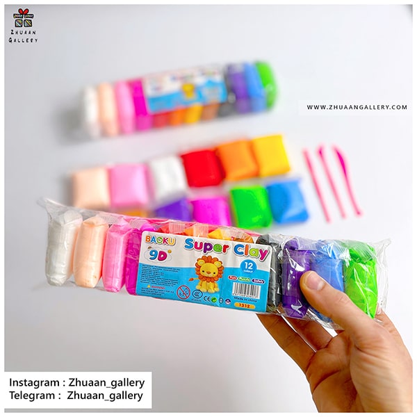 خمیر کلی 12 رنگ با لوازم