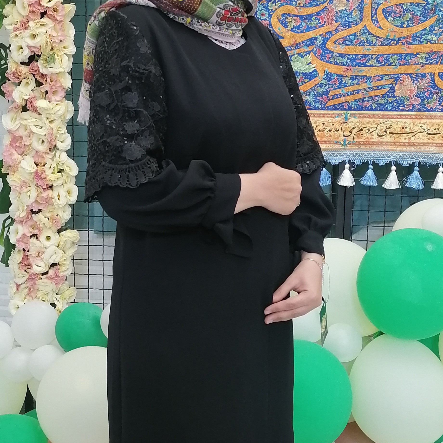 مانتو مشکی مجلسی طرح شکوفه