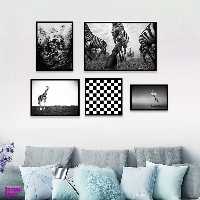 تابلو بکلیت مدل طرح دکوراتیو اداری طبیعت و حیوانات B-1064 مجموعه 5 عددی