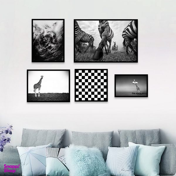 تابلو بکلیت مدل طرح دکوراتیو اداری طبیعت و حیوانات B-1064 مجموعه 5 عددی