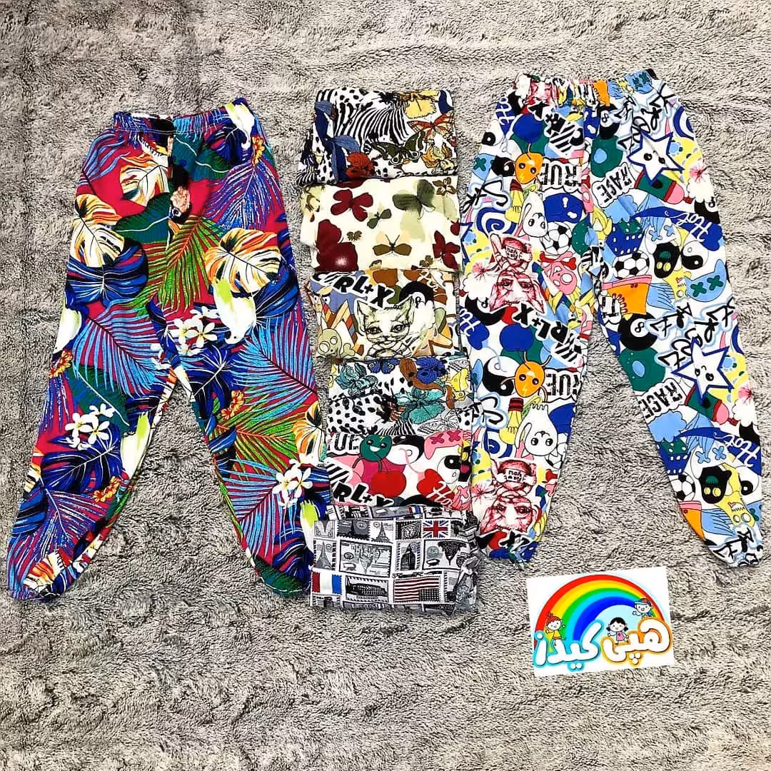 شلوار نخی دخترانه پارچه دیجیتال