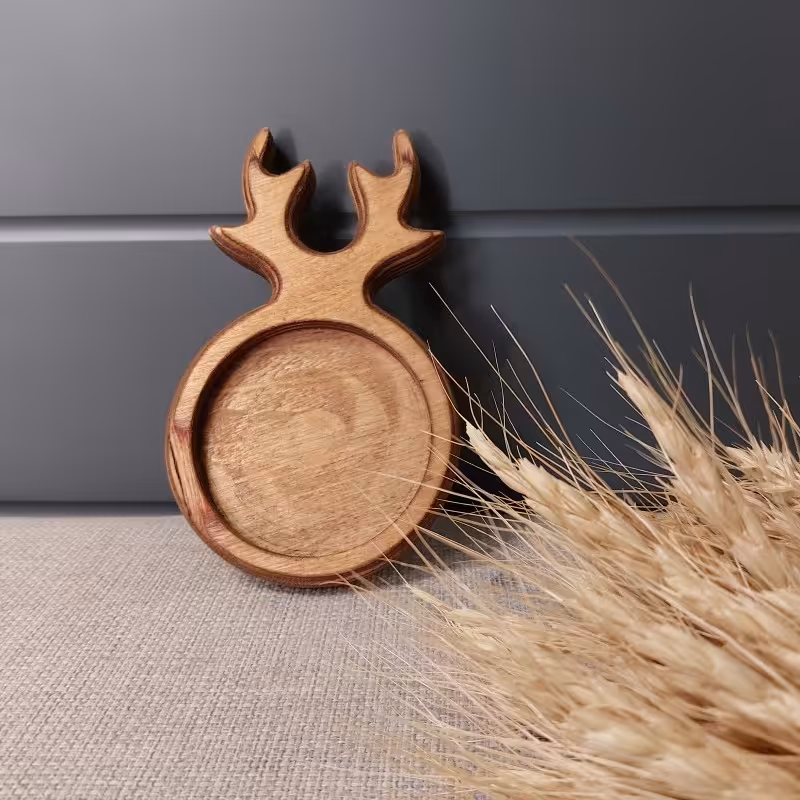 تخته چوبی (ماگ) زیر لیوانی طرح گوزن جنس چوب 