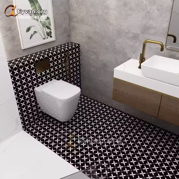 کاشی مراکشی ابلق سیاه و سفید کد 21300
