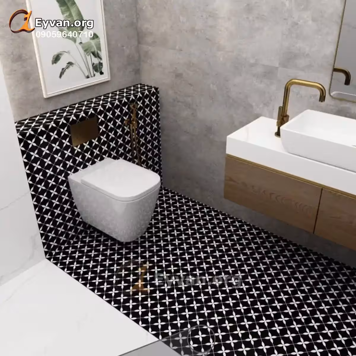 کاشی مراکشی ابلق سیاه و سفید کد 21300