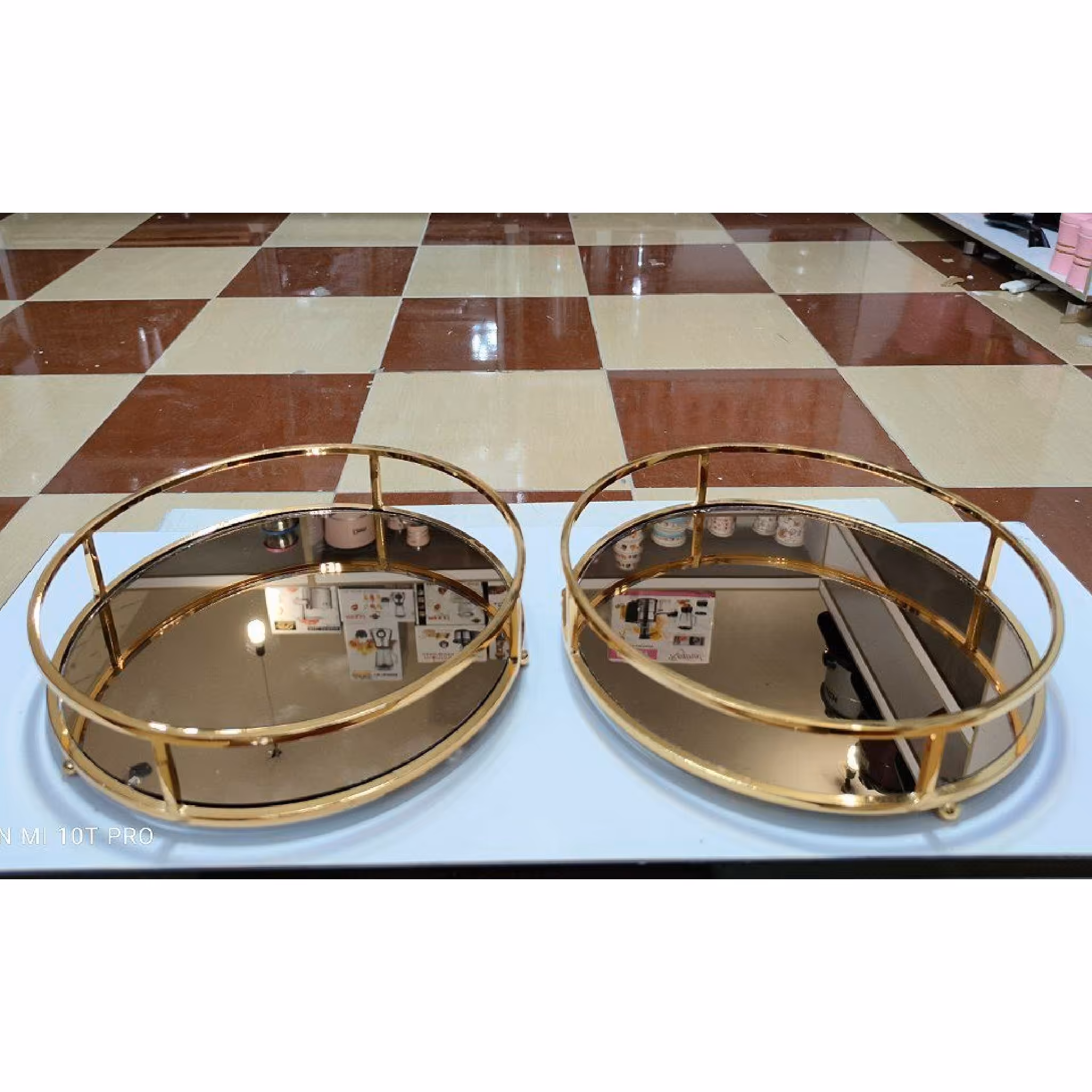 سینی کف آینه ای تمام طلایی