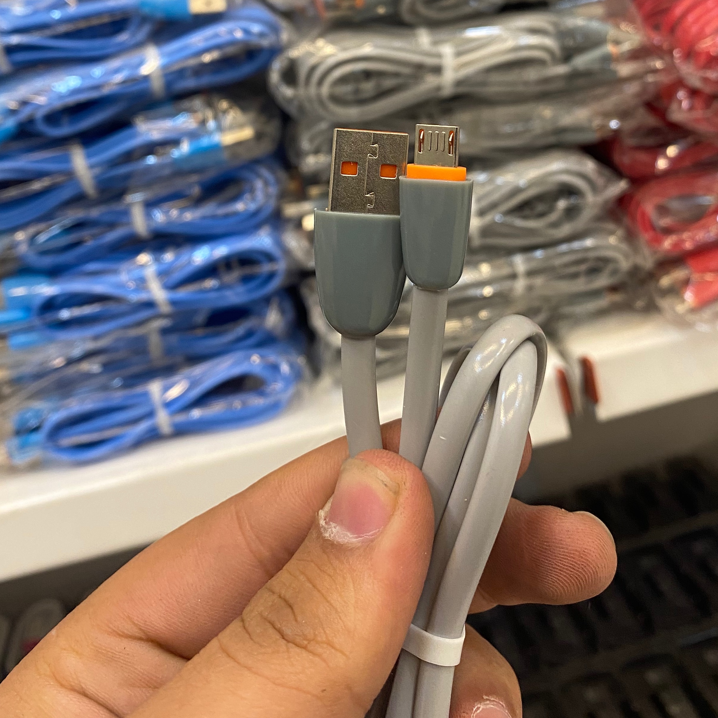 کابل ژله ای رنگی microUSB اندروید طوسی بسته 20 عددی عمده