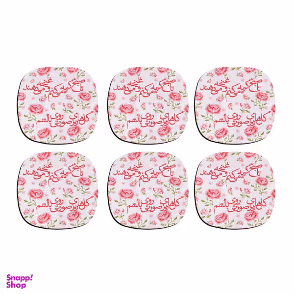 زیر لیوانی ترمه طراحان ایده مدل گل‌های ریز صورتی کد trm041 بسته 6 عددی