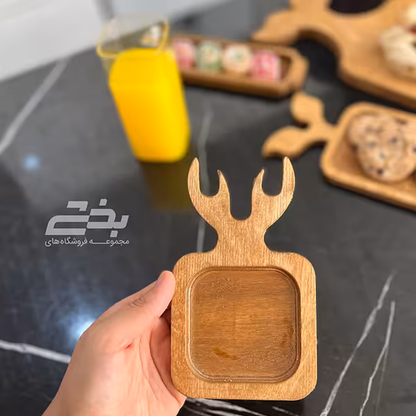 زیرلیوانی چوبی طرح گوزن 9 میل