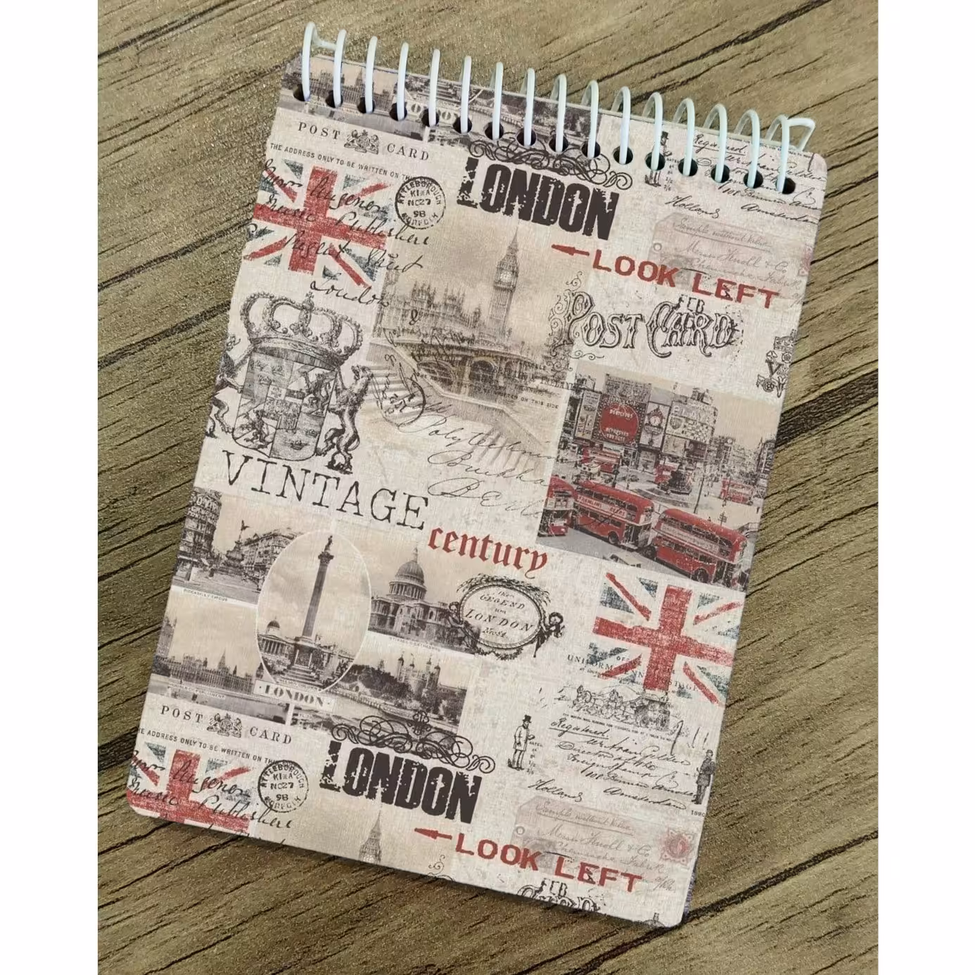 دفتر  با کاغذ کرافت طرح کارت پوستالی وینتیج  لندن ملزومات بولت ژورنال و اسکریپ بوک