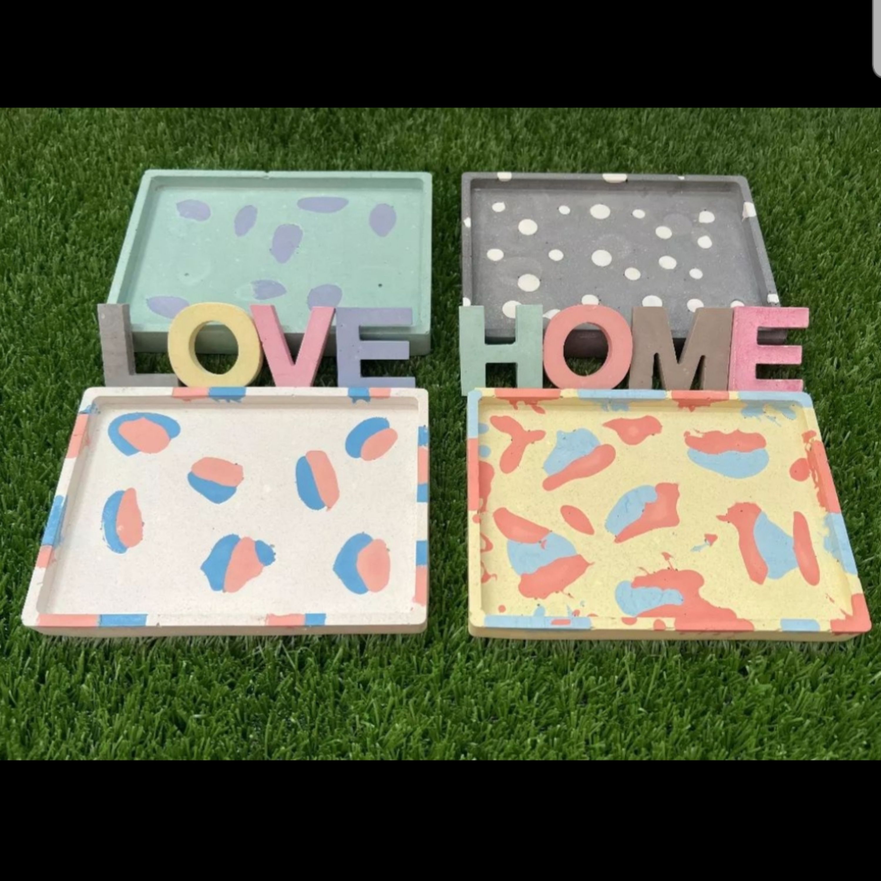 ست دکوری مستطیل و حروف انگلیسی بتن با طرح های رنگی رنگی کد 1009 