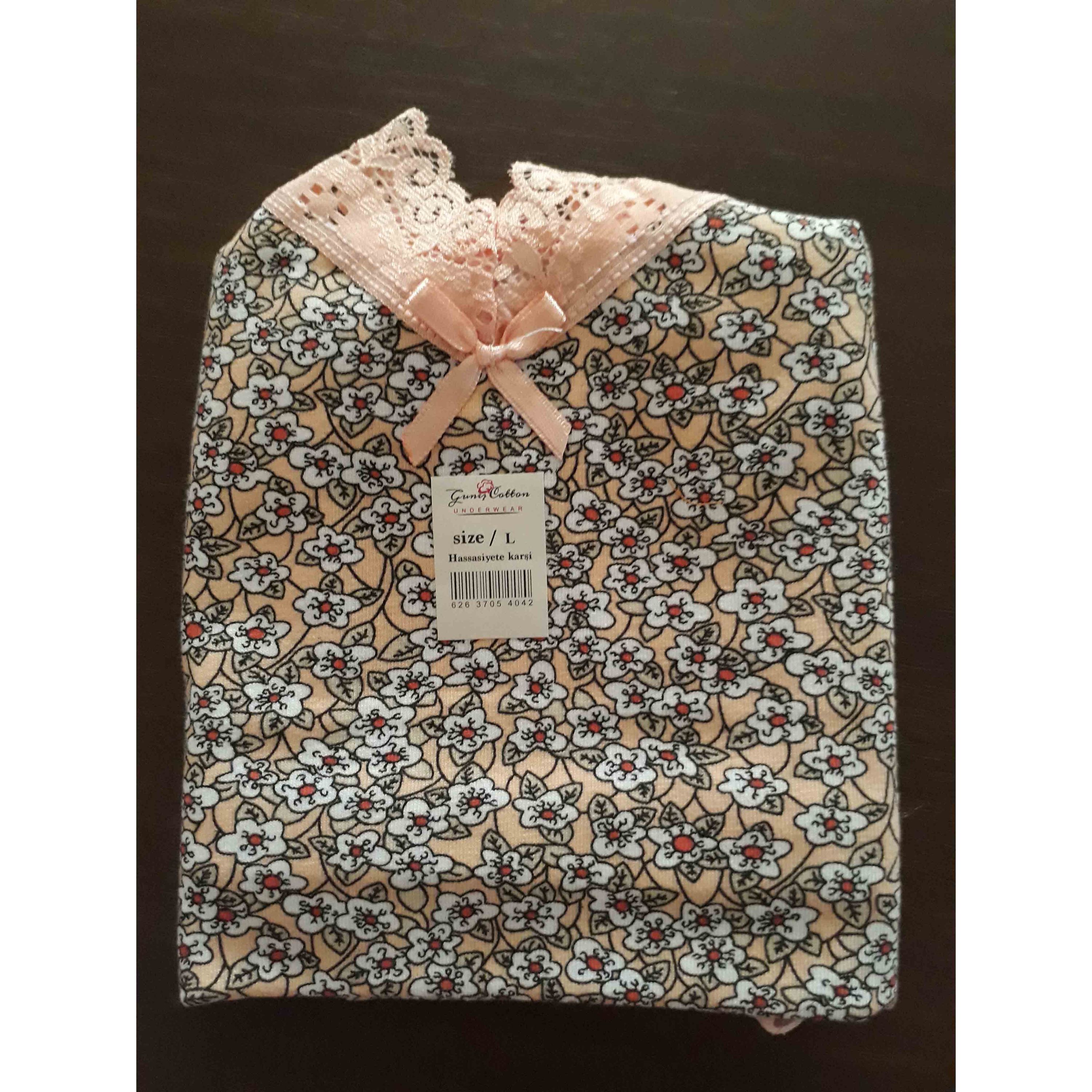 تاپ ترک طرح نرگس رنگ نارنجی کرم سایز L