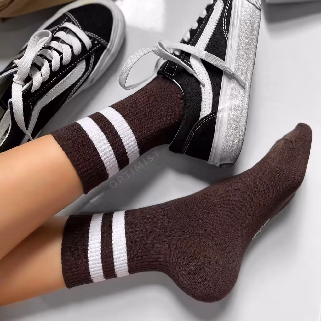 جوراب آپتمیست قهوه ای دو خط 