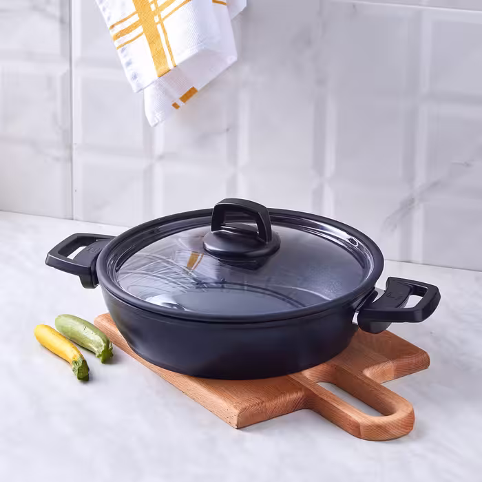 ماهیتابه درب دار 26 سانتی الماس کاراجا رنگ مشکی کد 502000185